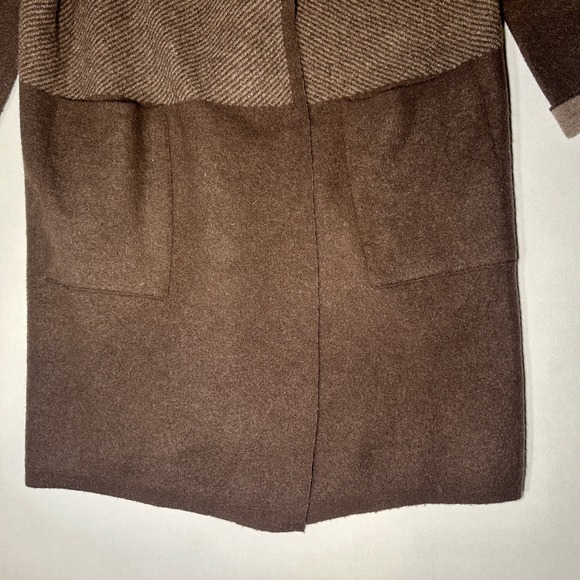 Poetry Cardigan‎ Coat Women's 14 Brown Knit Wool Blend  Coatigan Front Pockets - Picture 6 of 16